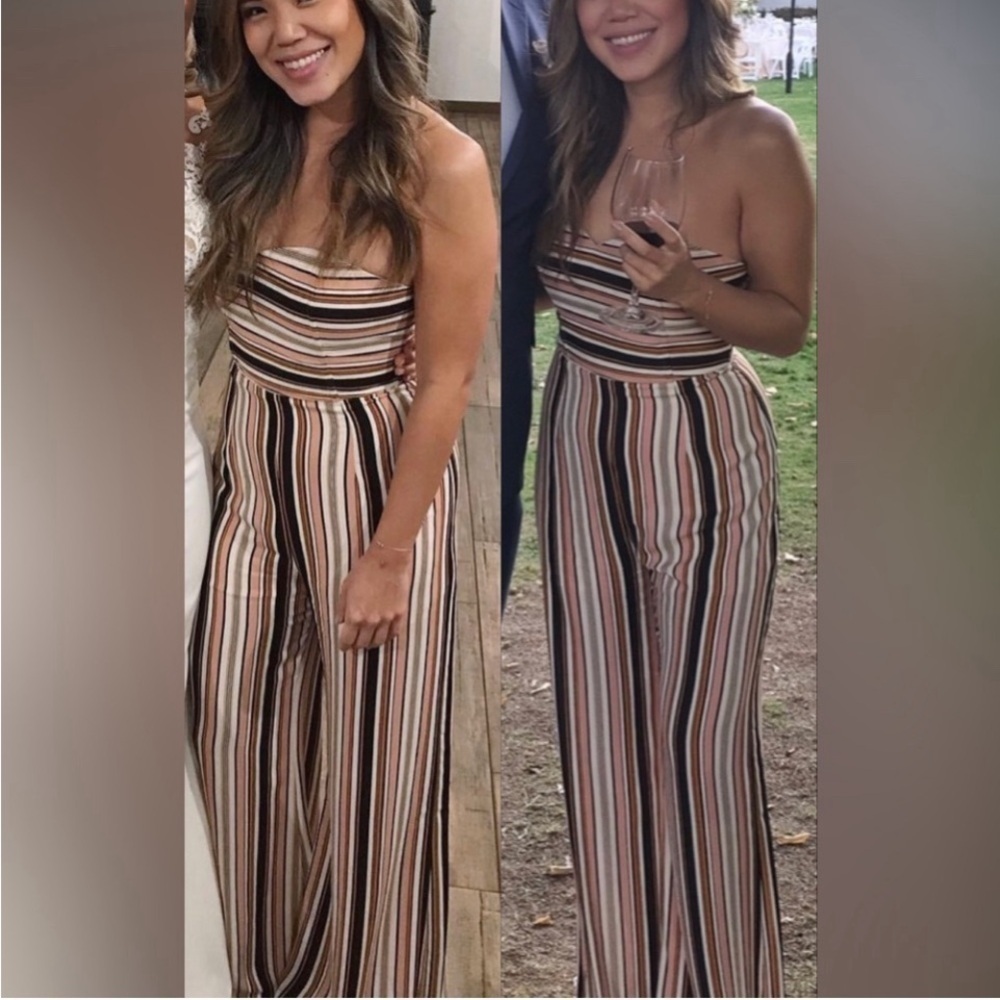 Leith strapless striped jumpsuit in WT size XL